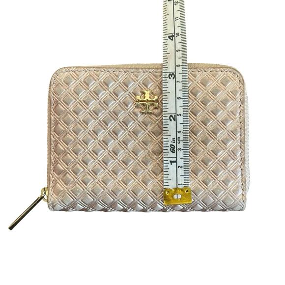 Tory Burch Rose Gold Marion Embossed Leather Coin Pouch Card Holder - Picture 7 of 9